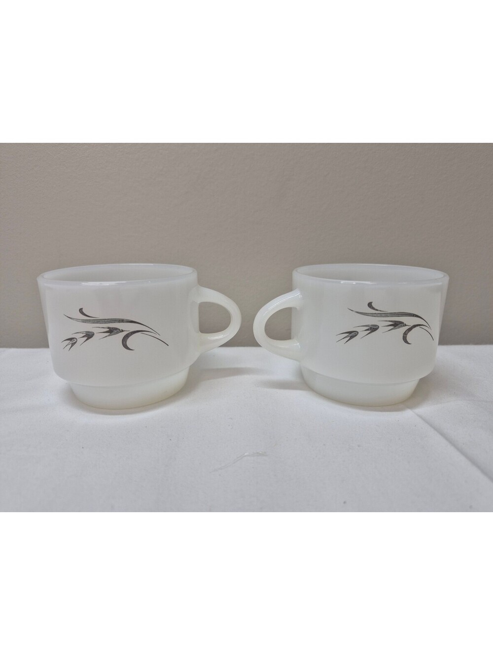 Vintage Fire-King Anchor Hocking Milk Glass Coffee Cups Set of 2 J48